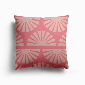 Geometric Pattern With Light Suns On Vibrant Pink Canvas Cushion