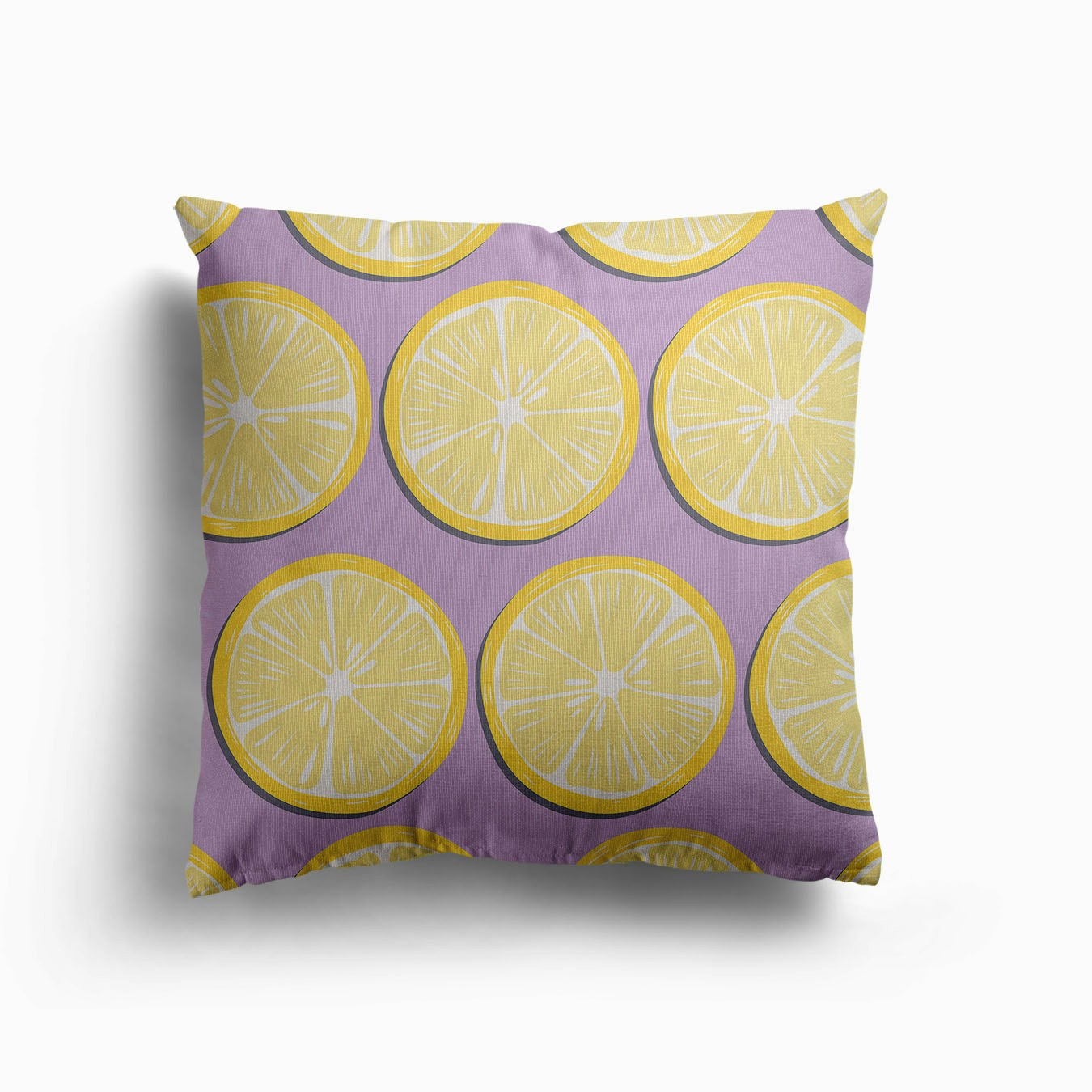 Lemon Slices On Light Purple Pattern Canvas Cojín