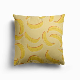 Banana Pattern On Pastel Yellow Canvas Cushion