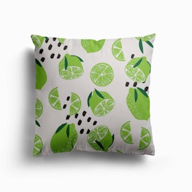 Lime Pattern On White With Decoration Canvas Cushion