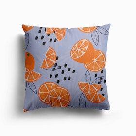 Orange Pattern On Pale Purple Canvas Cushion