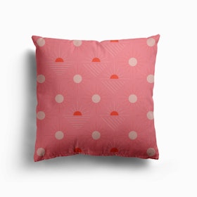 Geometric Pattern With Light Pink And Orange Sunshine On Pink Canvas Cushion