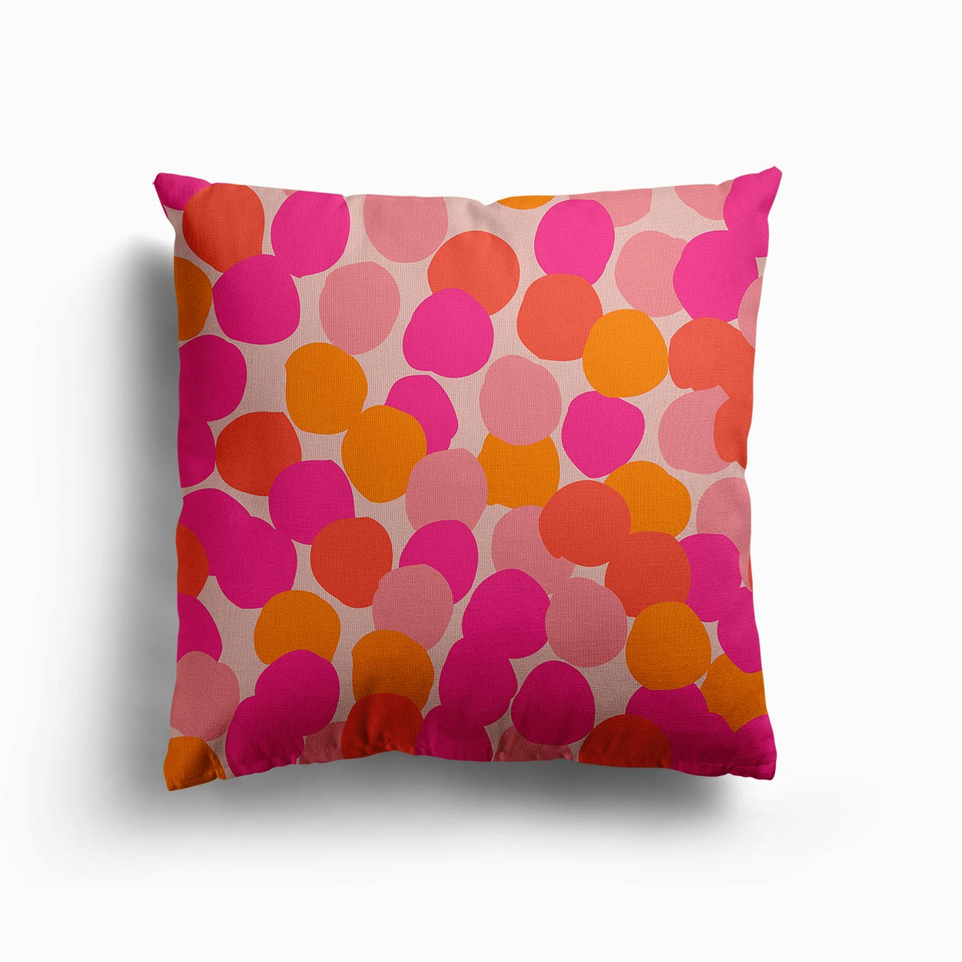 Orange, Red And Pink Vibrant Polka Dot Pattern Canvas Coussin