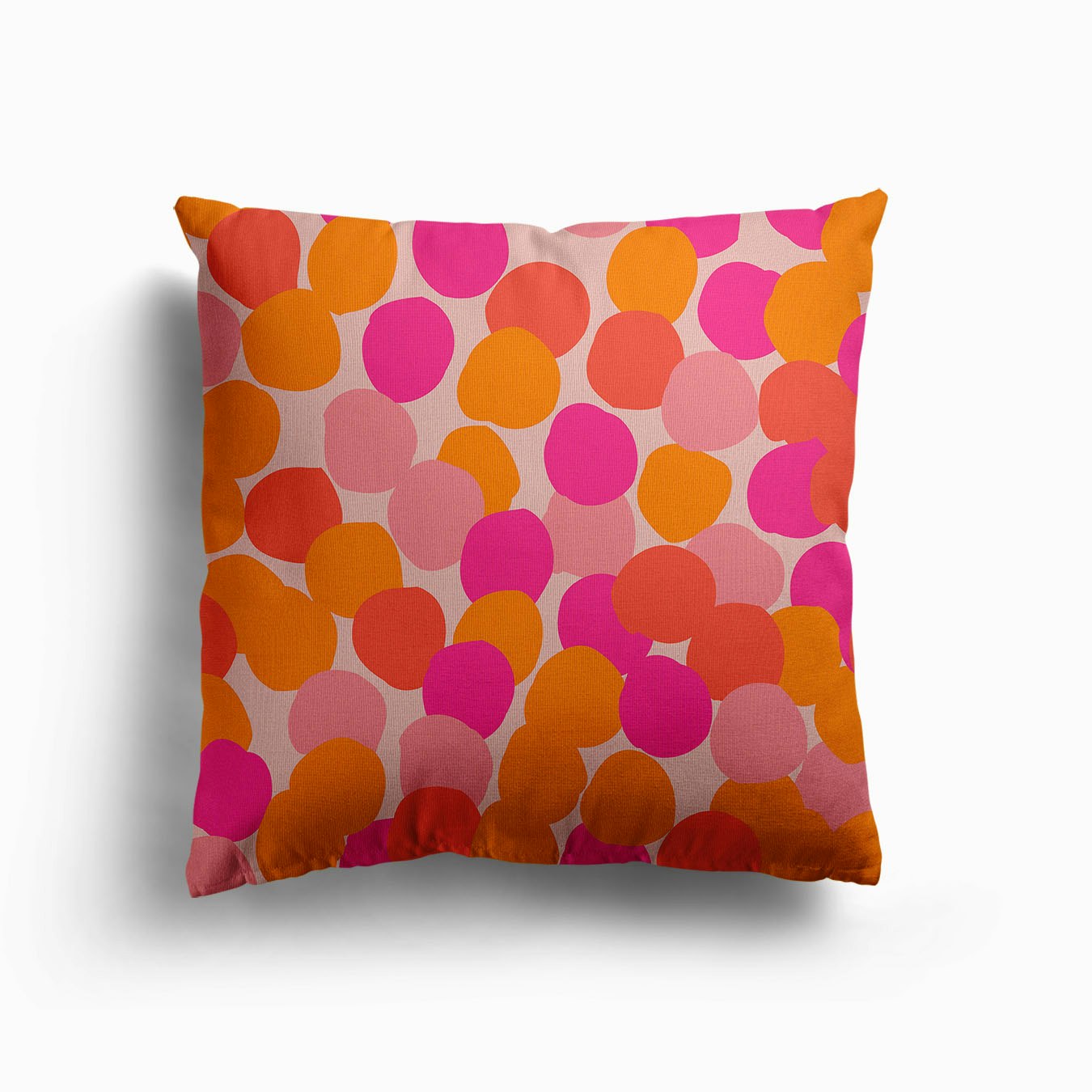 Orange And Pink Vibrant Polka Dot Pattern Canvas Kissen