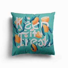 Keep It Fresh Hand Lettering With Lemons Canvas Cushion