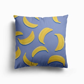 Banana Pattern On Blue Canvas Cushion