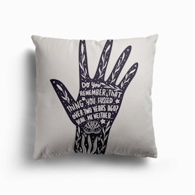 Monochrome Hand Lettering Drawn On A Hand Canvas Cushion