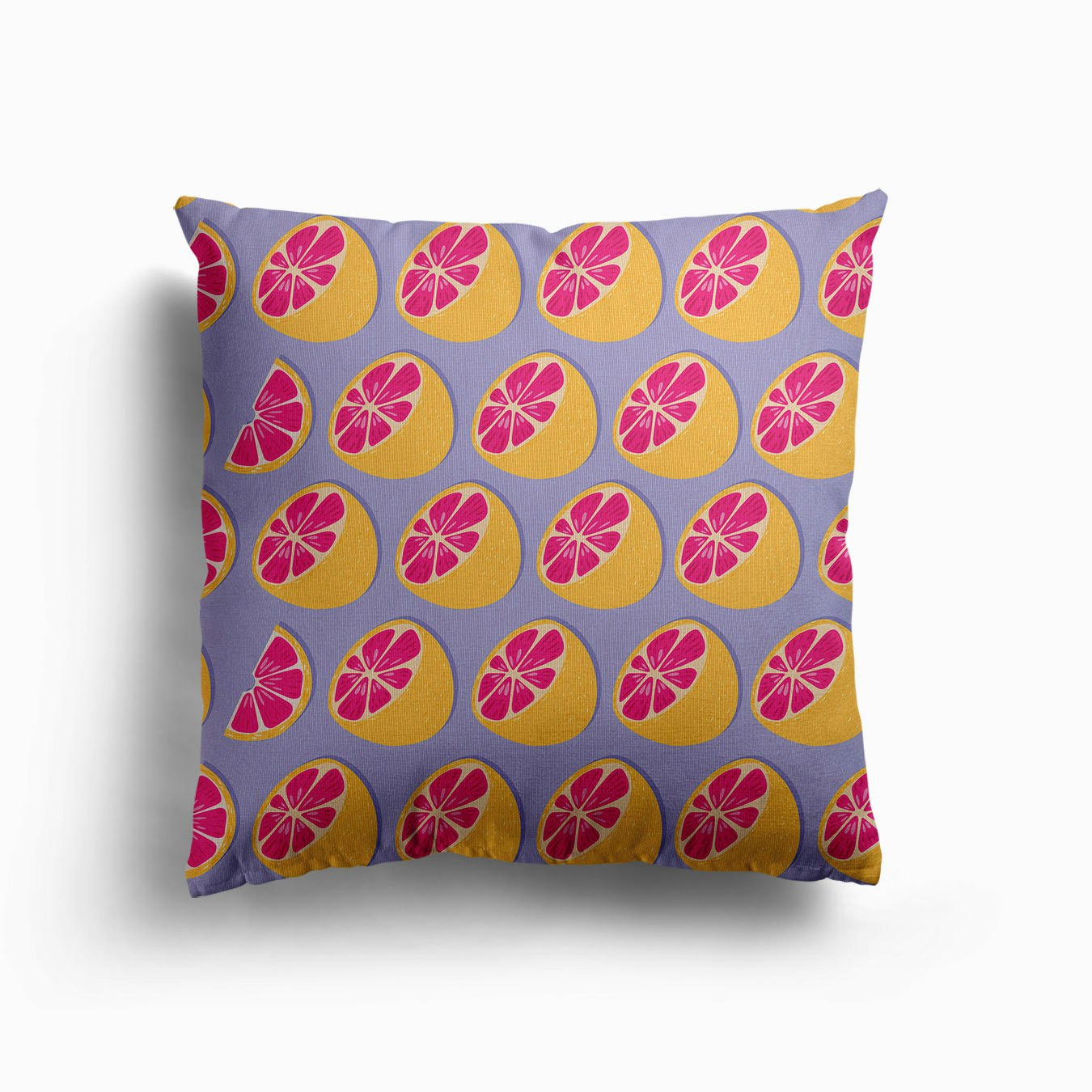 Grapefruit Pattern On Pastel Purple Canvas Cushion by BlueLela