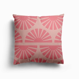 Geometric Pattern Pink Sunrise Canvas Cushion