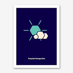 Tuquoise Hexagon Sun Art Print