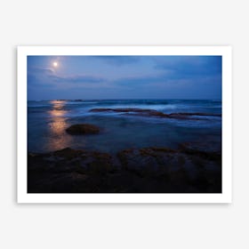 Moonset Sunrise Art Print