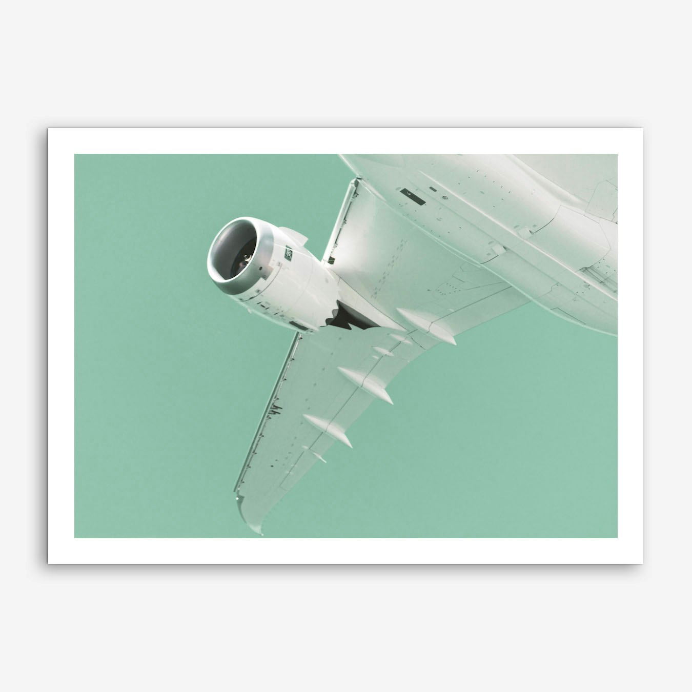 Airplane Art Print Minimalist Style Teal Wall Poster for Living Room Framed Option