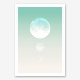 Moon Triplet Turquoise Art Print