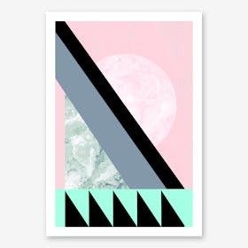 Turquoise Pink Geometric Art Print