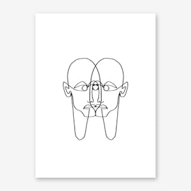 Face Two Face Line Art Print