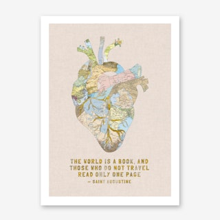 A Traveller's Heart + Quote in Art Print
