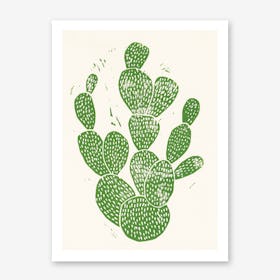 Linocut Cactus in Art Print