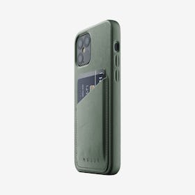 Full Leather Wallet Case for iPhone 12 & 12 Pro - Slate Green