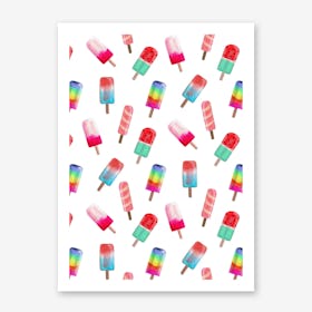 Watercolored Popsicle Pattern Art Print