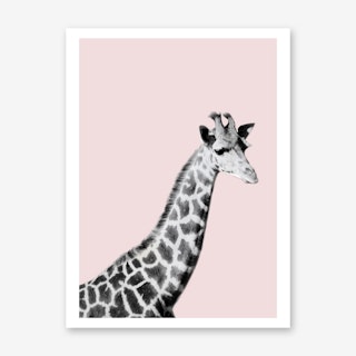 Giraffe on Pink Art Print