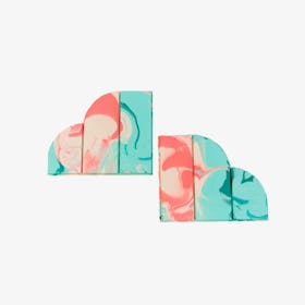 Deco Jesmonite Coasters - Mint & Teal (Set Of Two)