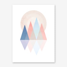 Pink Blue Scandi Mountains Art Print