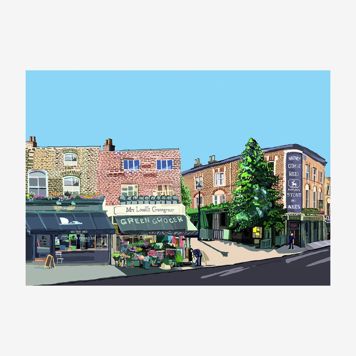 Highbury Barn Islington Art Print Blue Wall Poster Urban Style for Living Room Framed