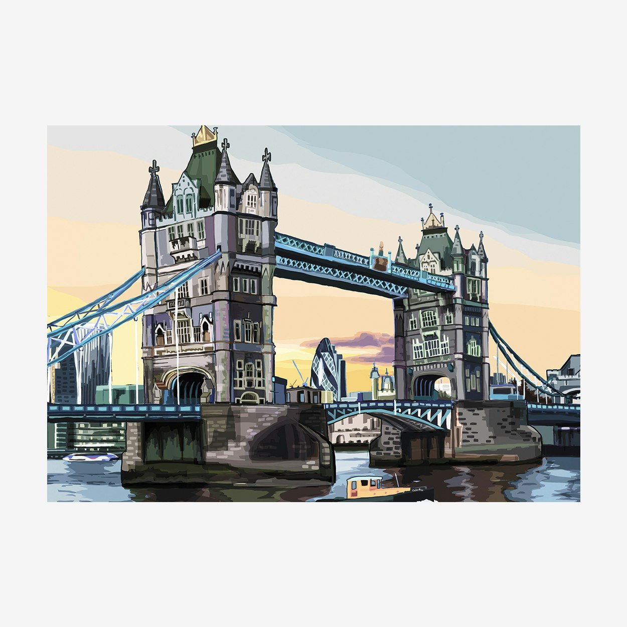 Tower Bridge at Dusk A3 Print by Tomartacus