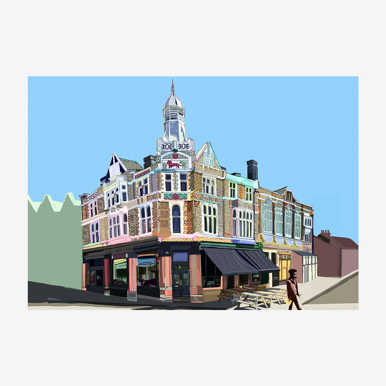 The Red Lion, Leytonstone A3 Print by Tomartacus