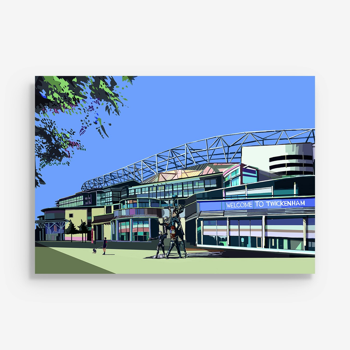 Twickenham Rugby Stadium Blue Wall Art Print Poster for Living Room
