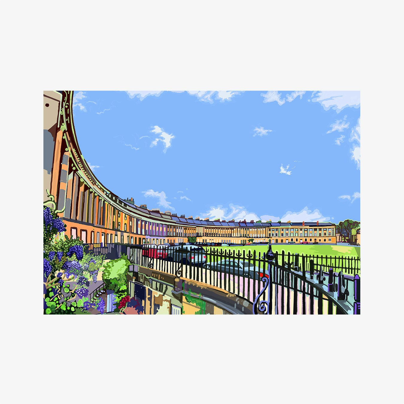 The Royal Crescent, Bath A3 Art Print by Tomartacus