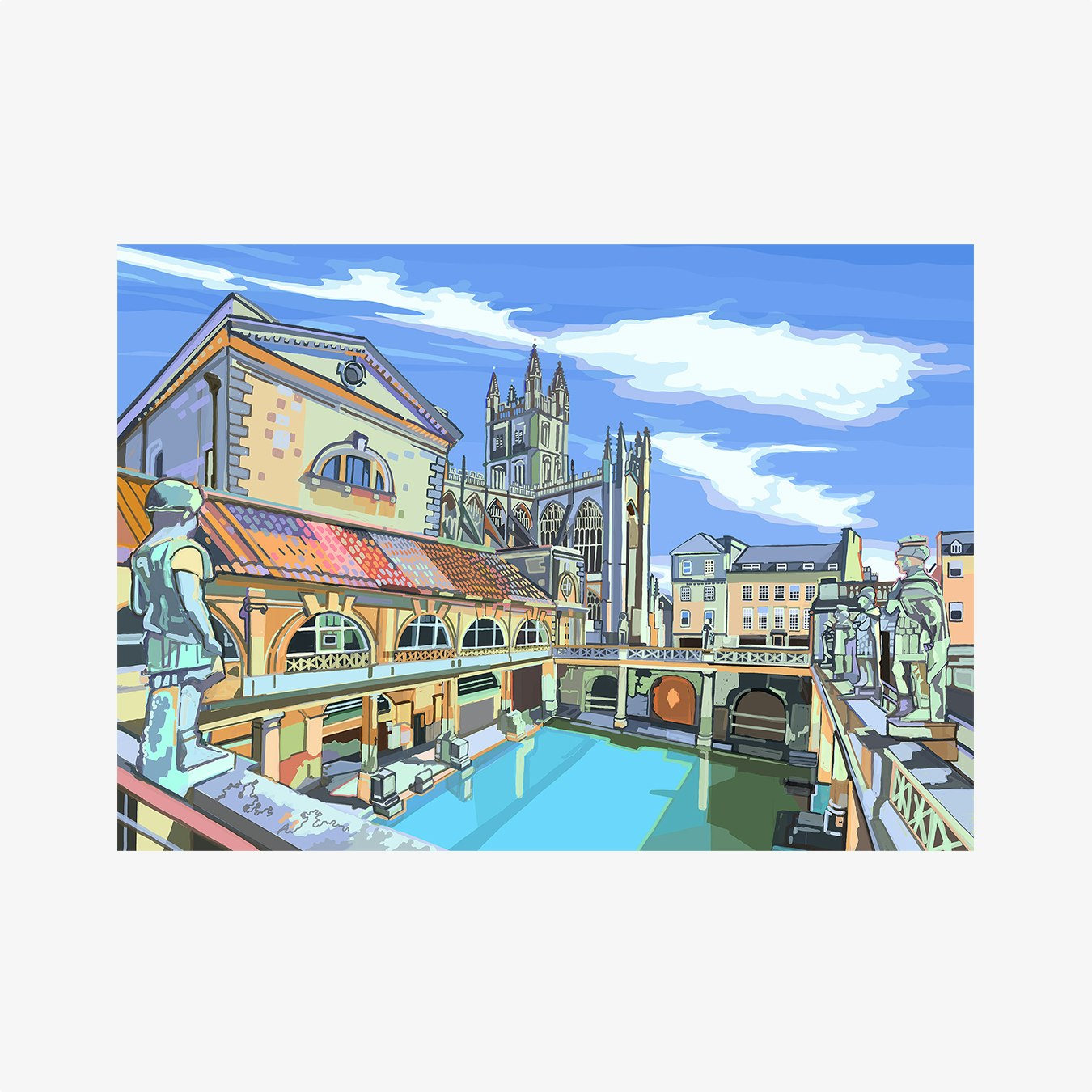 The Roman Baths, Bath A3 Art Print by Tomartacus