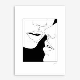 Kiss Me In Black And White Art Print