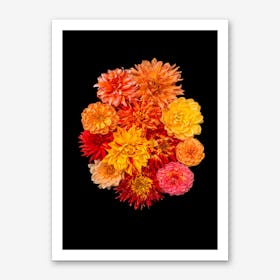Dahlia Bouquet Orange Art Print
