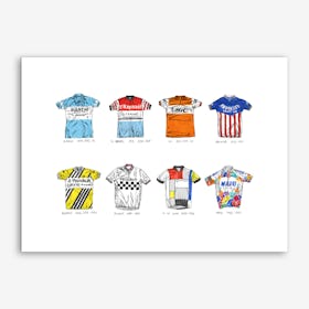 France and Italy Cycling Jerseys Art Print