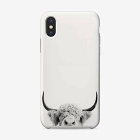 Peeking Cow BW iPhone Case