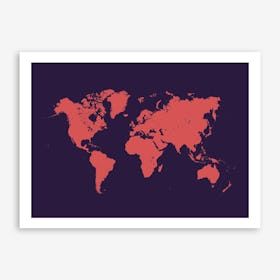 World Map in Purple Art Print