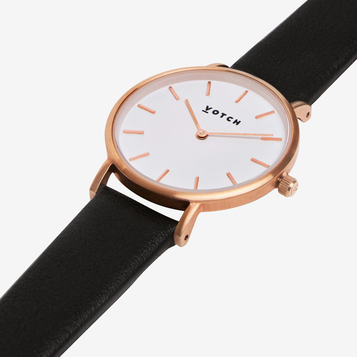 gold face watch with leather strap