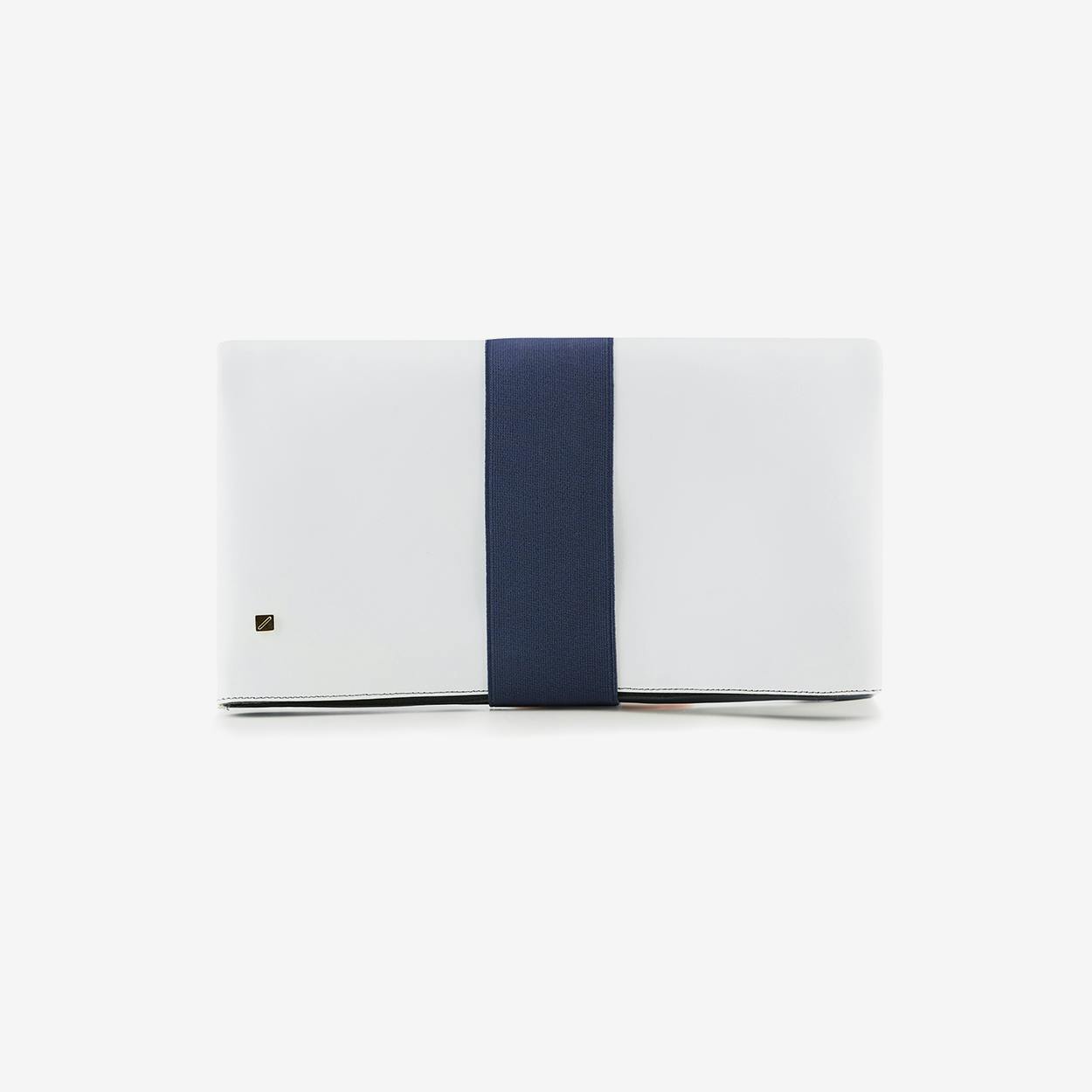 white leather clutch bag