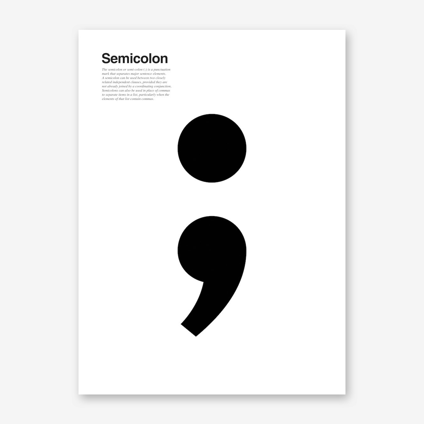semicolon wall art print