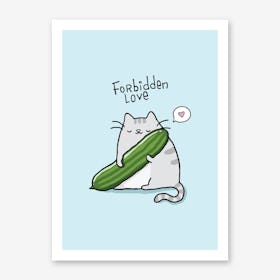 Cat Cucumber Art Print