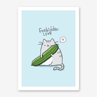 Cat Cucumber Art Print