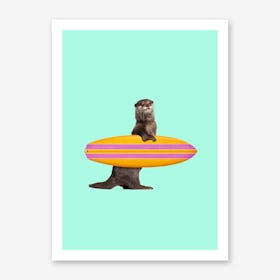 Surfing Otter Art Print