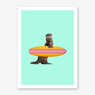 Surfing Otter Art Print