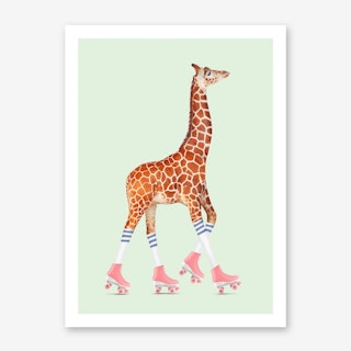Rollerskating Giraffe Art Print
