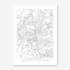 Newcastle Upon Tyne Map Minimal Art Print