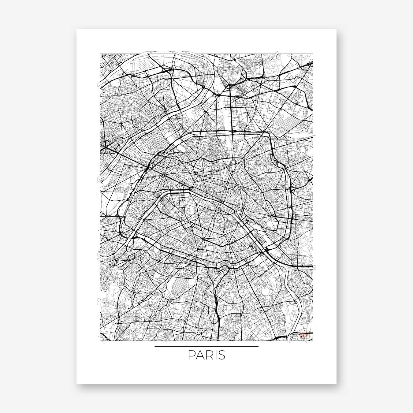 Paris City Map Print Watercolor Art Print Wall Art France Paris Street Map Love