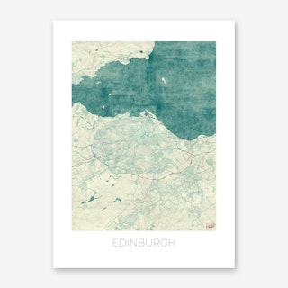 Edinburgh Map Vintage in Blue Art Print