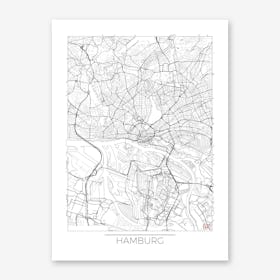 Hamburg Map Minimal Line Art Print