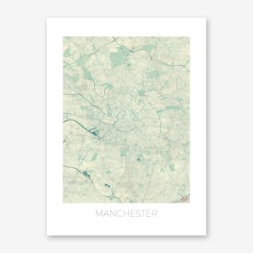 Manchester Map Vintage in Blue Art Print